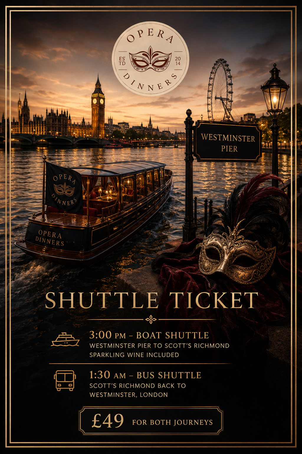 Shuttle Ticket - Opera Dinners London (10 Oct. 2026)